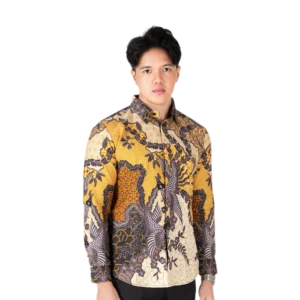 Batik Nawilis Kemeja Katun Pria SlimFit Lapis Furing Tricot Premium Motif GENDHANA-GENDHINI
