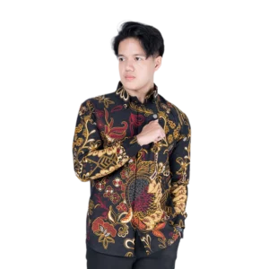 Batik Nawilis Kemeja Katun Pria SlimFit Lapis Furing Premium Motif PUSPA KARUNA