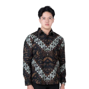 Batik Nawilis Kemeja Katun Pria SlimFit Lapis Furing Tricot Premium Motif Parang Klawu